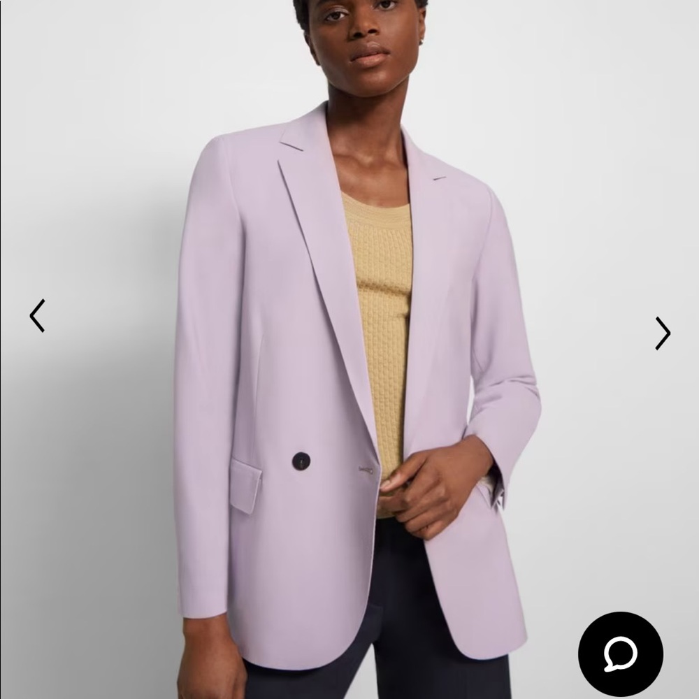 Theory double breasted lilac blazer